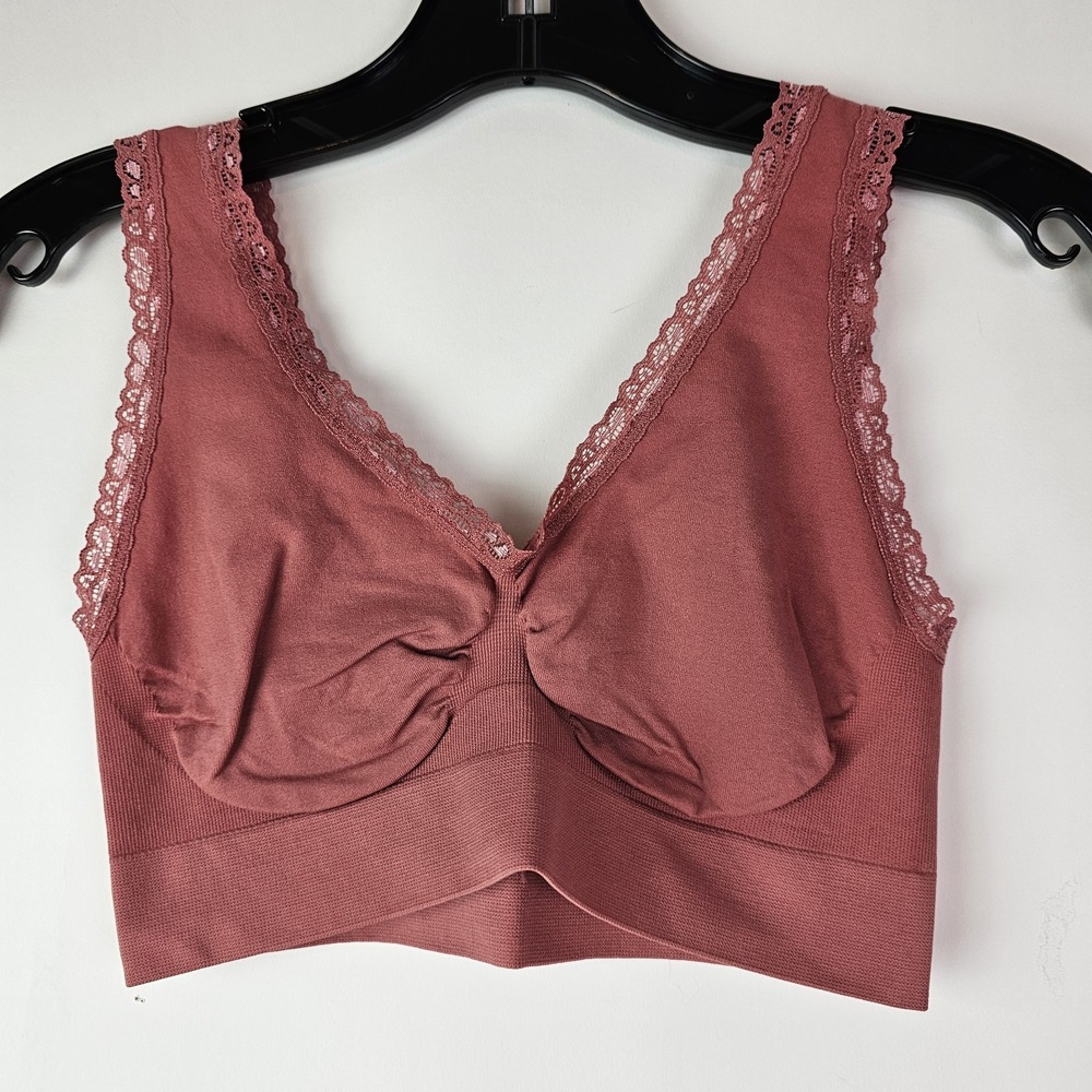 Rhonda Shear Seamless Original Ahh Comfort Bra NWOT Small Wireless Rust Pink